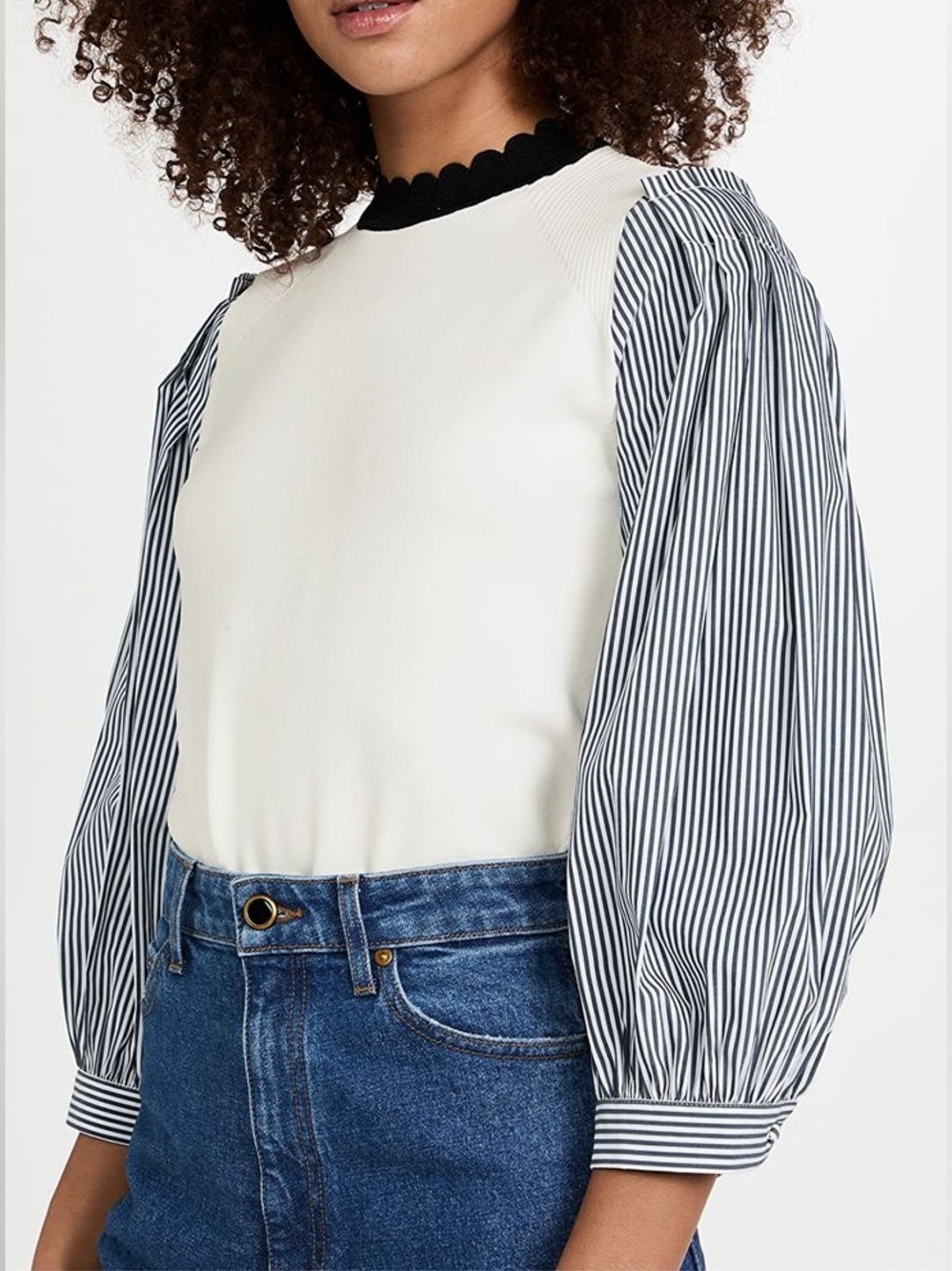 Veronica Beard Roy Mixed Media Pullover